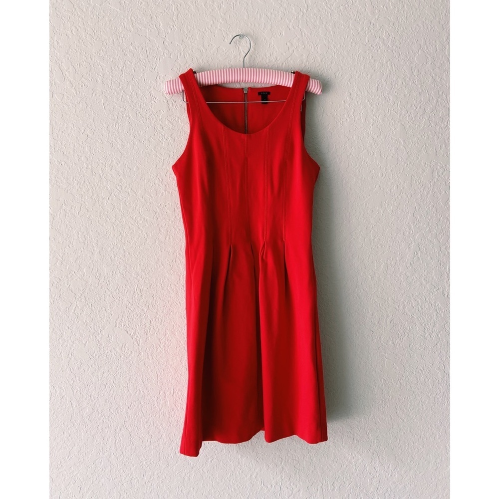 J. Crew Stretchy Pleated Red Dress